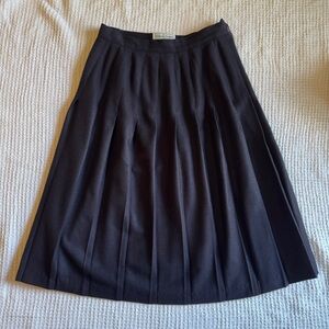 Stephanie Andrews 100% Wool Pleated Midi Skirt Womens 8 Black Lined